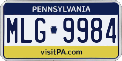 PA license plate MLG9984