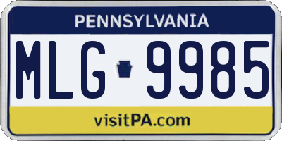 PA license plate MLG9985