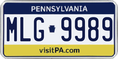 PA license plate MLG9989