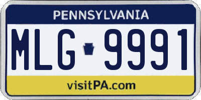 PA license plate MLG9991
