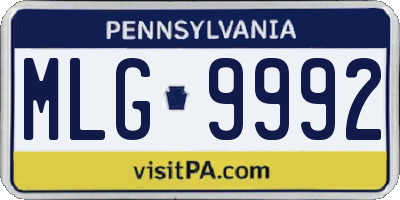 PA license plate MLG9992