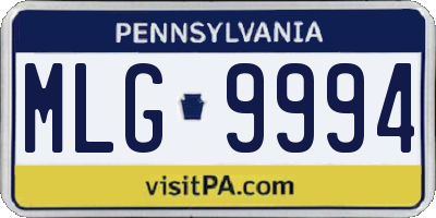 PA license plate MLG9994