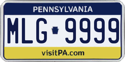PA license plate MLG9999