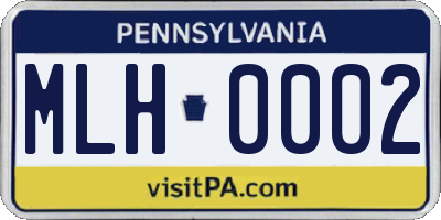 PA license plate MLH0002