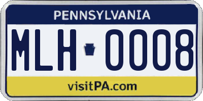 PA license plate MLH0008