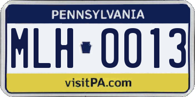 PA license plate MLH0013