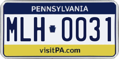 PA license plate MLH0031
