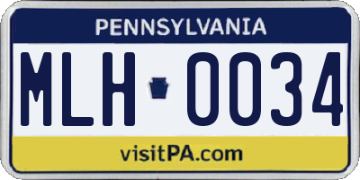 PA license plate MLH0034