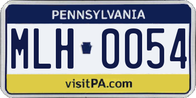 PA license plate MLH0054