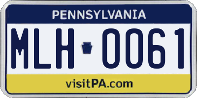PA license plate MLH0061
