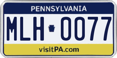 PA license plate MLH0077