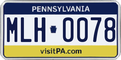 PA license plate MLH0078