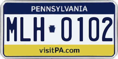PA license plate MLH0102