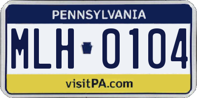 PA license plate MLH0104