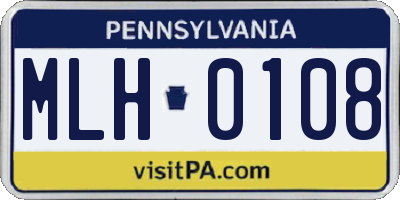 PA license plate MLH0108