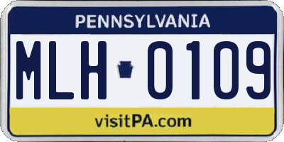 PA license plate MLH0109