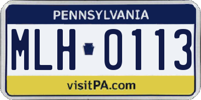 PA license plate MLH0113
