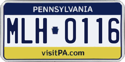 PA license plate MLH0116