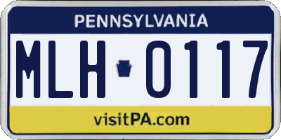 PA license plate MLH0117