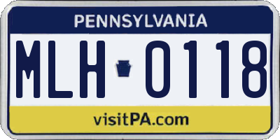 PA license plate MLH0118