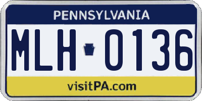 PA license plate MLH0136