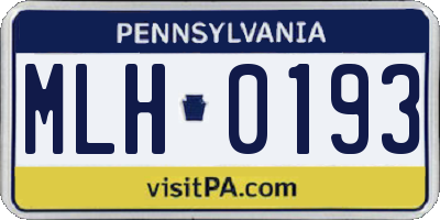 PA license plate MLH0193