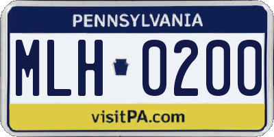 PA license plate MLH0200