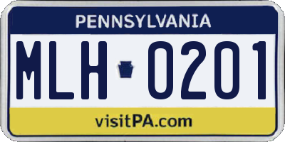 PA license plate MLH0201