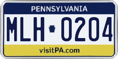 PA license plate MLH0204