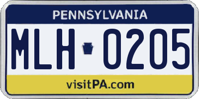 PA license plate MLH0205