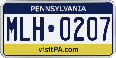 PA license plate MLH0207
