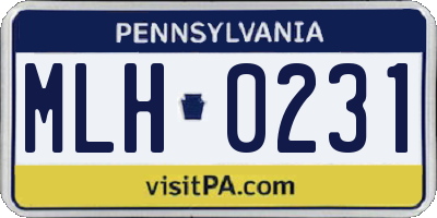 PA license plate MLH0231