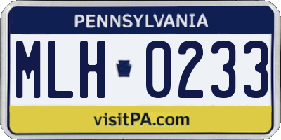 PA license plate MLH0233