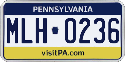 PA license plate MLH0236