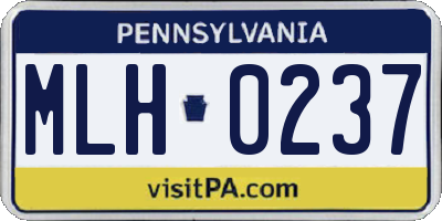 PA license plate MLH0237