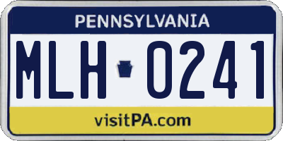 PA license plate MLH0241