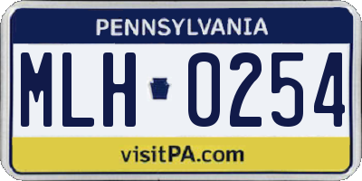 PA license plate MLH0254