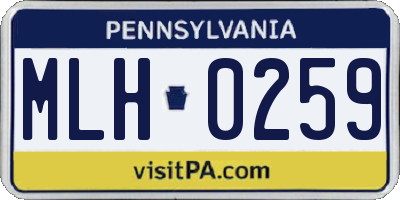PA license plate MLH0259