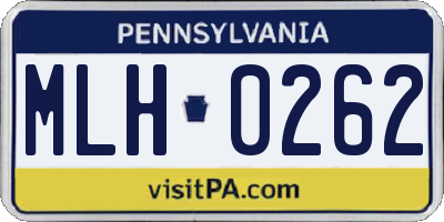 PA license plate MLH0262