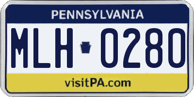 PA license plate MLH0280