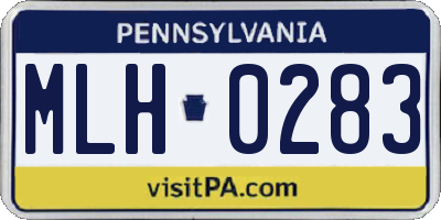 PA license plate MLH0283