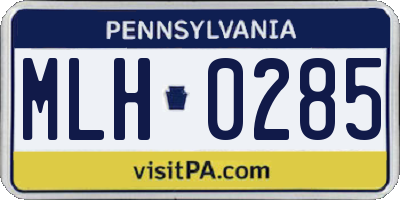 PA license plate MLH0285