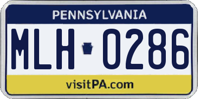 PA license plate MLH0286