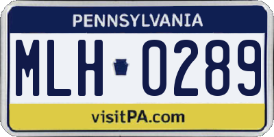 PA license plate MLH0289