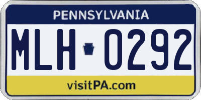PA license plate MLH0292
