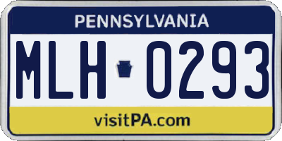 PA license plate MLH0293