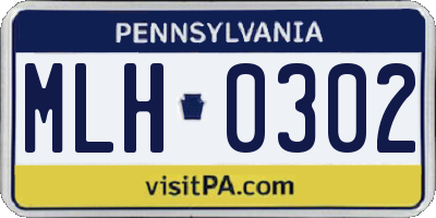 PA license plate MLH0302