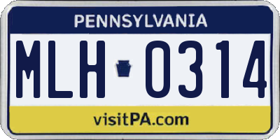 PA license plate MLH0314