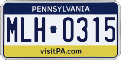 PA license plate MLH0315