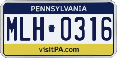 PA license plate MLH0316